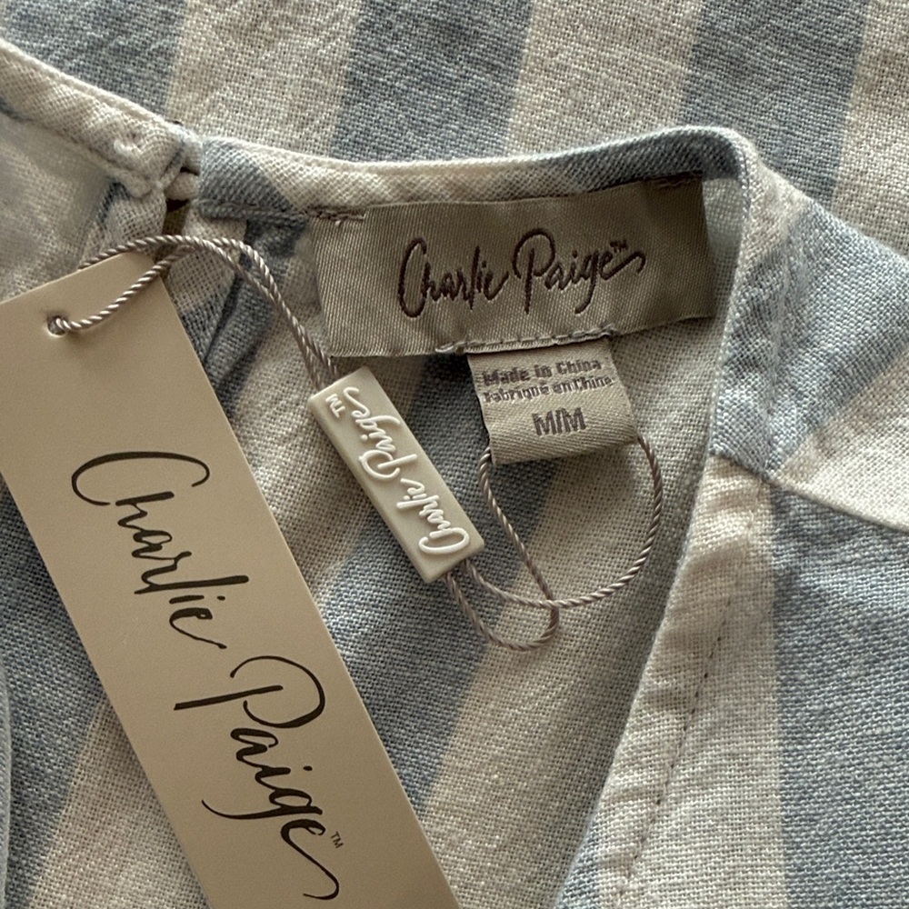 Charlie Paige Blue and White Striped Blouse - Picture 9 of 15